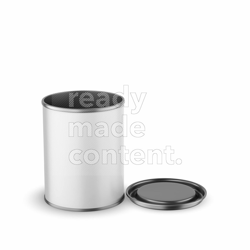 Small kraft paper tube mockup with glossy label and metal lid isolated on white background 3d rendering